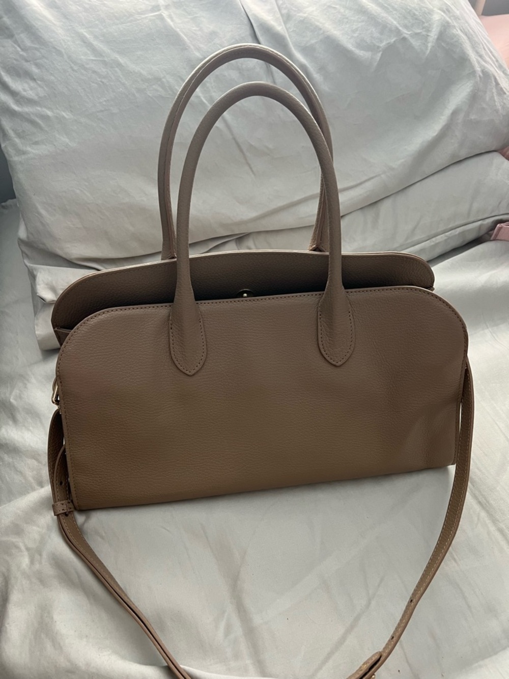 Elegant Taupe Shoulder Bag with Dual Handles